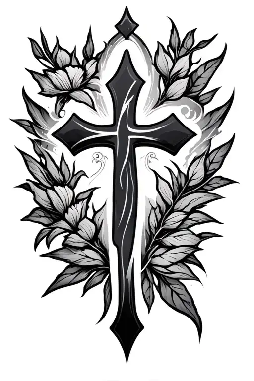 Cross Tattoo With A Semi Colon Symbol