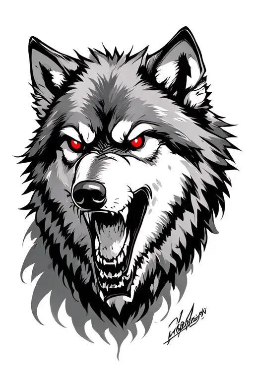 An Angry Wolf With Red Eyes