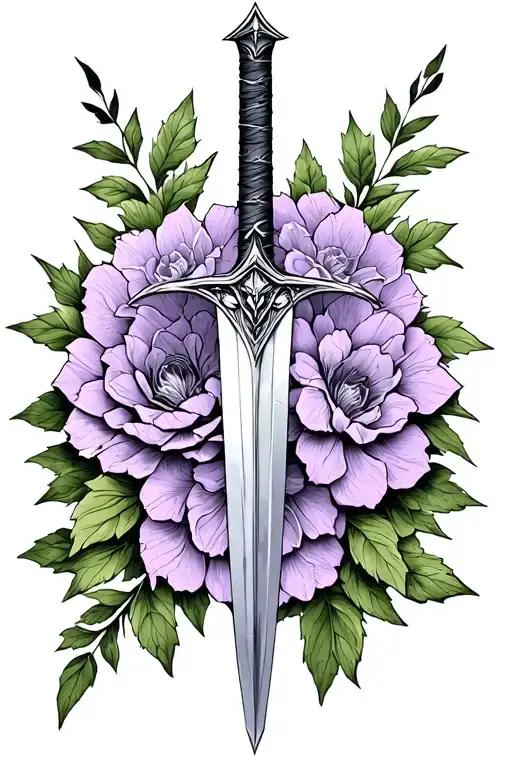 Witcher Silver Sword With Lilac Flower