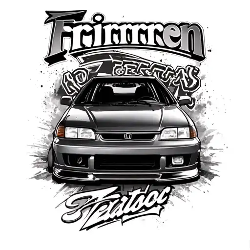 Honda Civic Eg6 And In The Background Frirrren From The Anime And Everything In Black And White