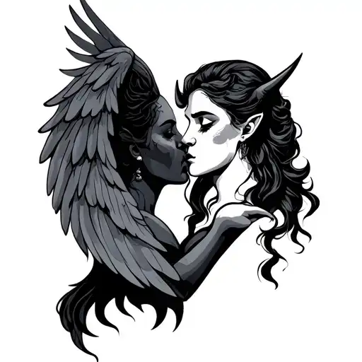 Angel And Devil Whispering In Ear