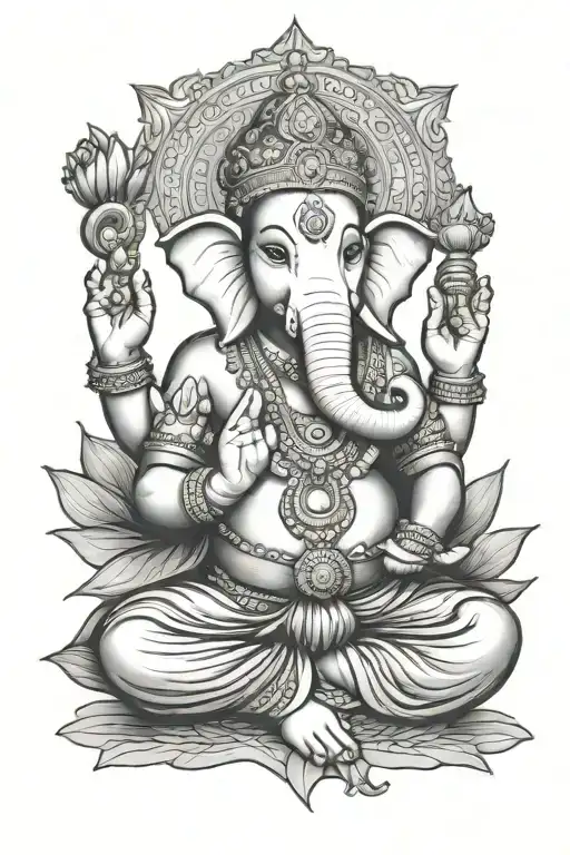 Ganesha Sitting In Lotus