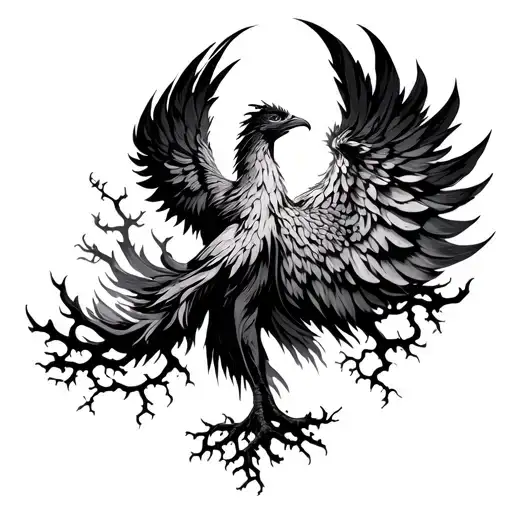 Phoenix And Poison Tree Intertwined Symbolizing