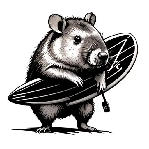 A Wombat With A Surf Board