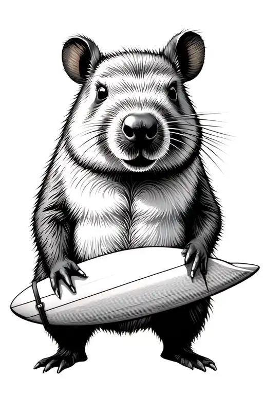 A Wombat With A Surf Board