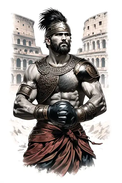 Gladiator Fighting With Mma Gloves In A Colosseum