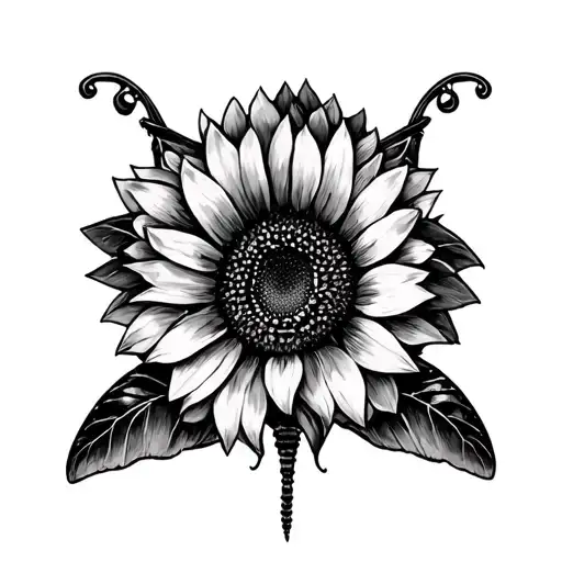 Death Moth Tattoo Sunflower