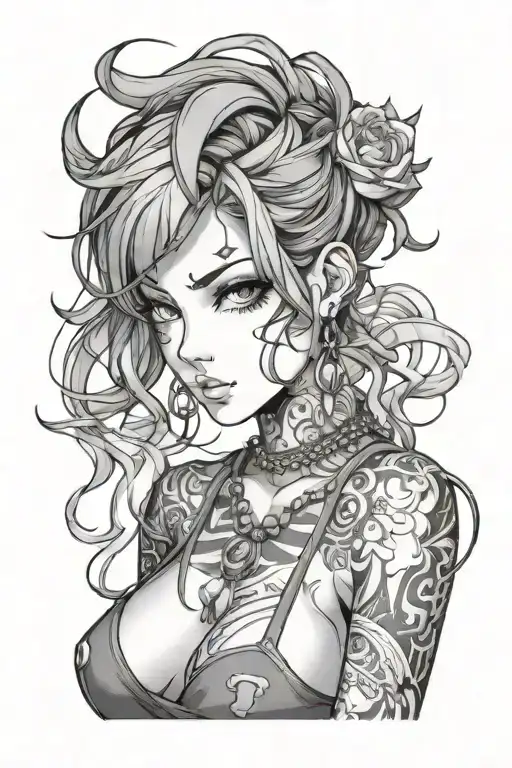 Sexy Anime Girl With Piercings And