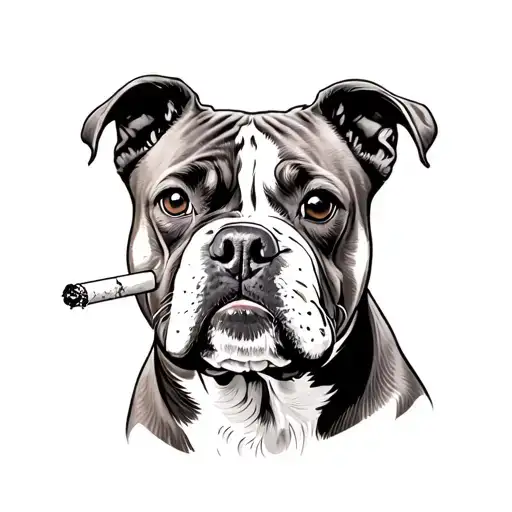 English Staffy Smoking A Cigarette