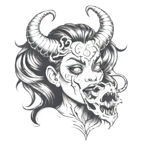 A Demon Girl Biting Into A Heart