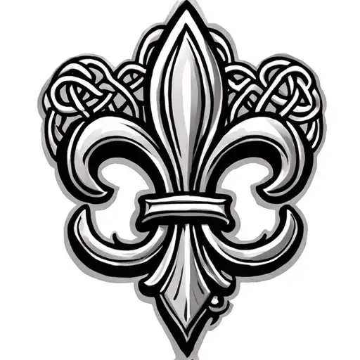 Fleur De Lis With Celtic Pattern With Elements
