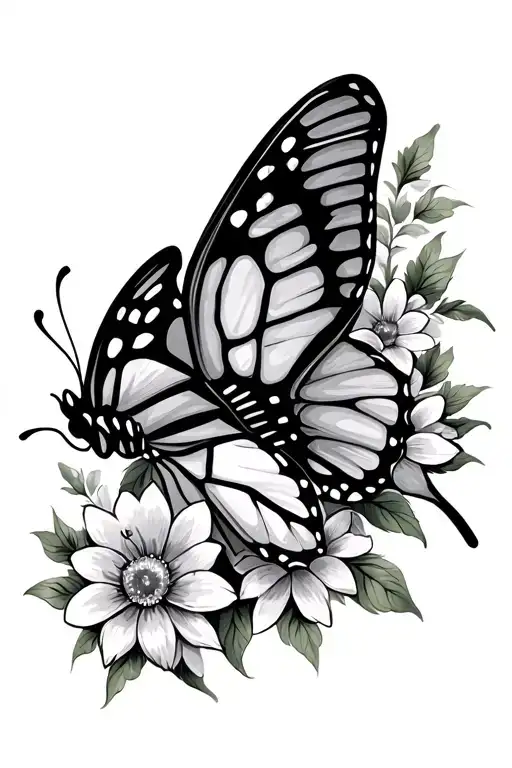 Butterfly With Flowers