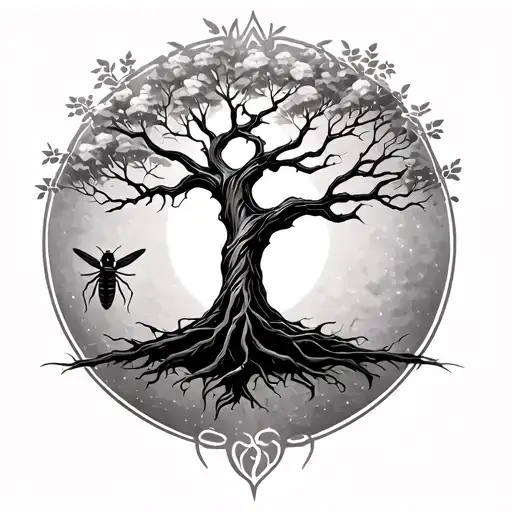 Tree Of Life With A Firefly Insect