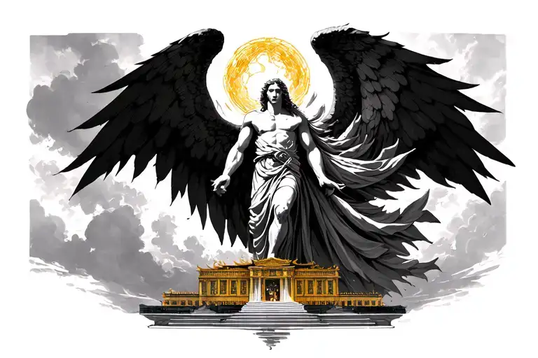 Archangel Descending From A Golden Palace