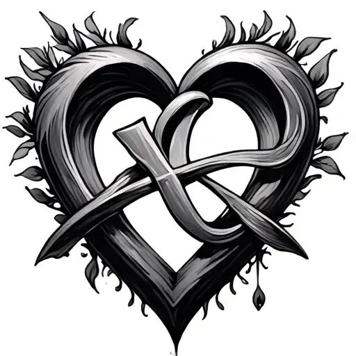 Infinity Heart Cross With A And E