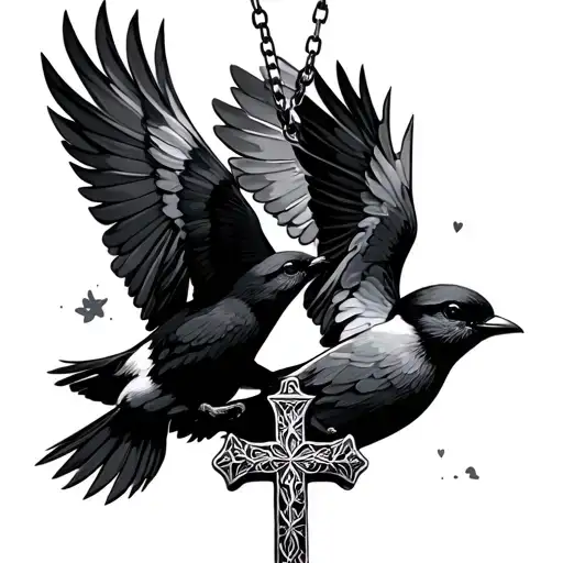 Flying Flock Lil Birds Cross Necklace Representing Love