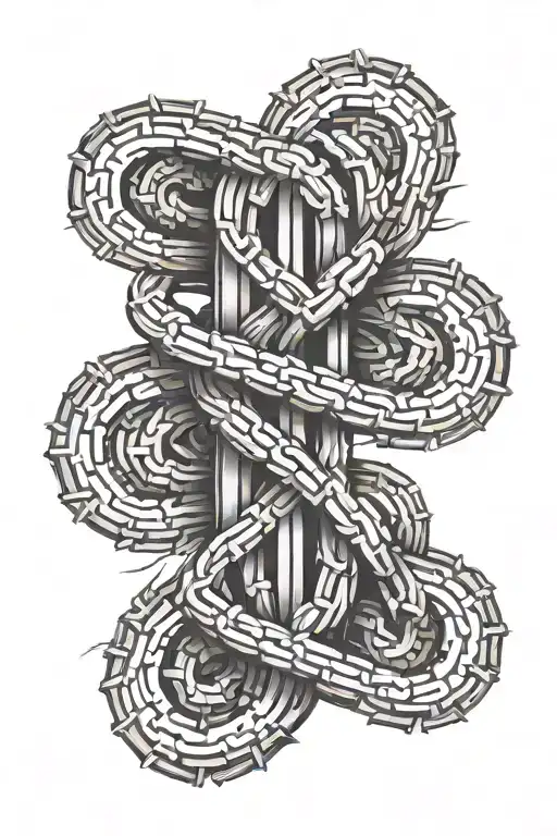 Dna-style Intertwining Of Barley And A Bicycle Chain In Discreet Sketched Style