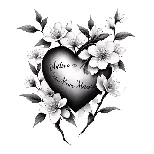 Realistic Heart Cherry Blossom Flowers With A Name