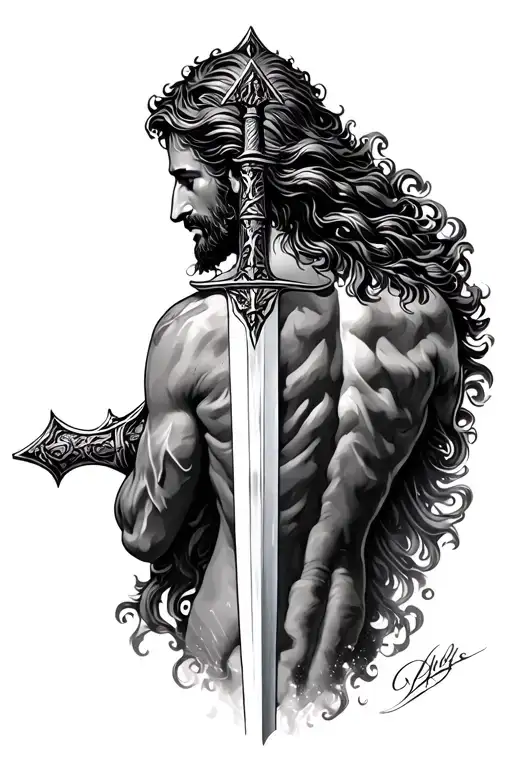 Right Side Of Back Christ Sword