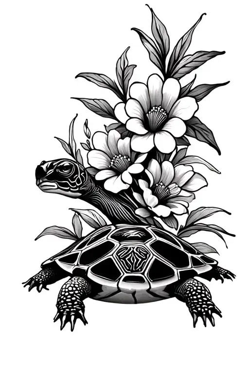 Tortoise With Flowers