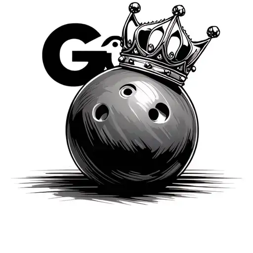 Bowling Ball With A Crown And Gq In Script Font