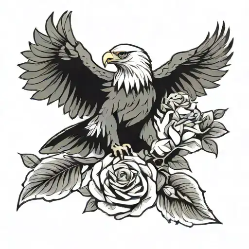 Eagle And Rose Intertwined