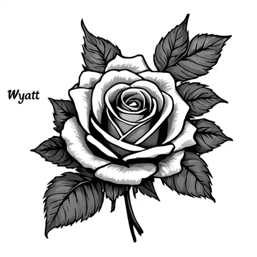 Name Wyatt And A Rose Flower Bouquet