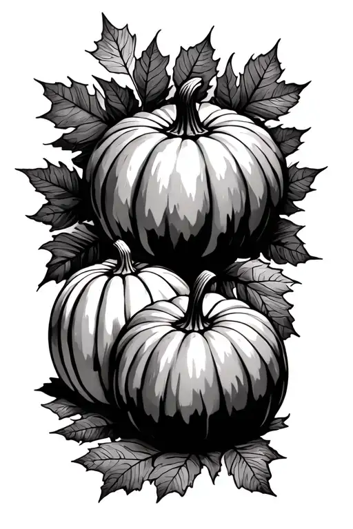 Pumpkins And Fall Leaves