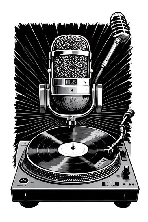 A Microphone Above A Turntable