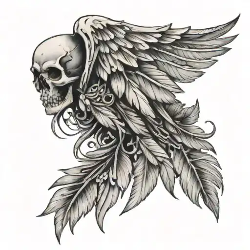 Skeleton Wings With Feathers Falling Apart