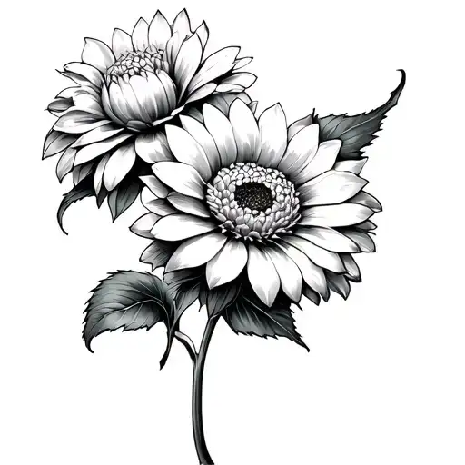 Chrysanthemum Tattoo Sketch Black And White