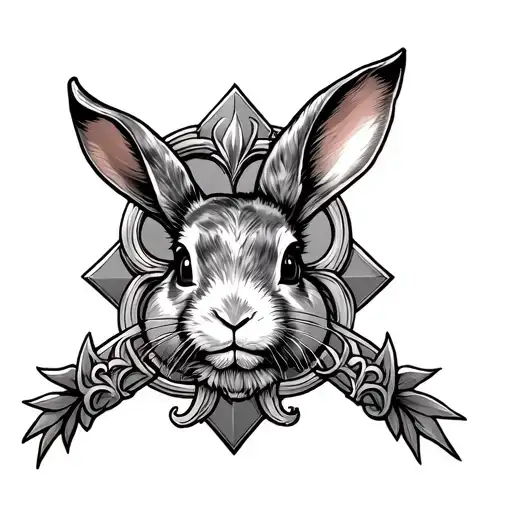 An Occitan Cross With A High A Fleur -De -Lis And Below A Rabbit Bust