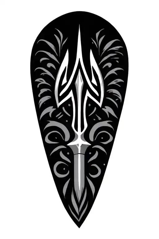 Marine Trident And Hawaiian Tribal Patterns