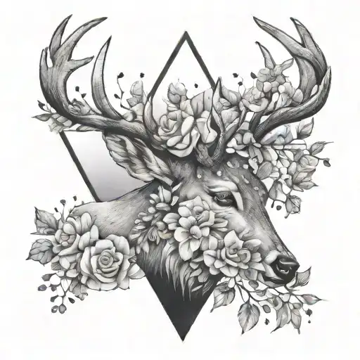 Soft Deer Triangle Melted With Flowers
