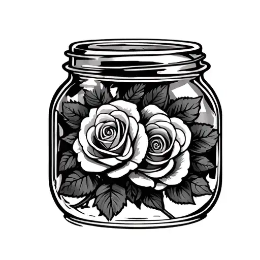 Roses Inside Closed Mason Jar Filled