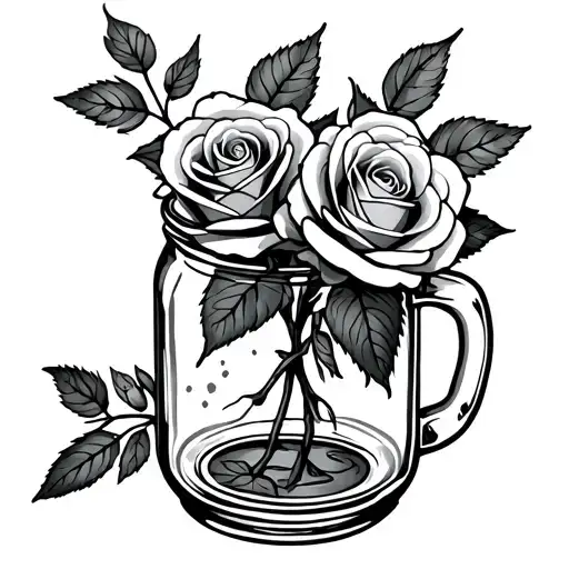 Roses Inside Closed Mason Jar Filled