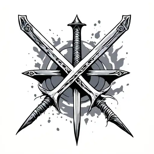Sword Tattoo Minimal Line Art