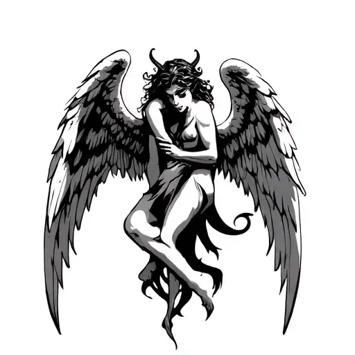 Angel And Devil Tattoo Design