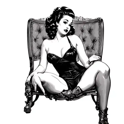 Black Pin Up Girl Sitting