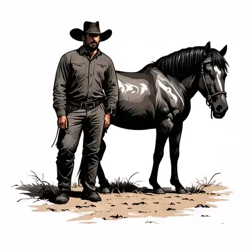 A Man Standing Next To His Horse