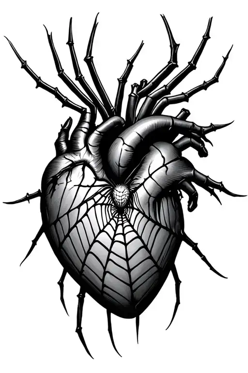 Heart Spider Web Made Entirely