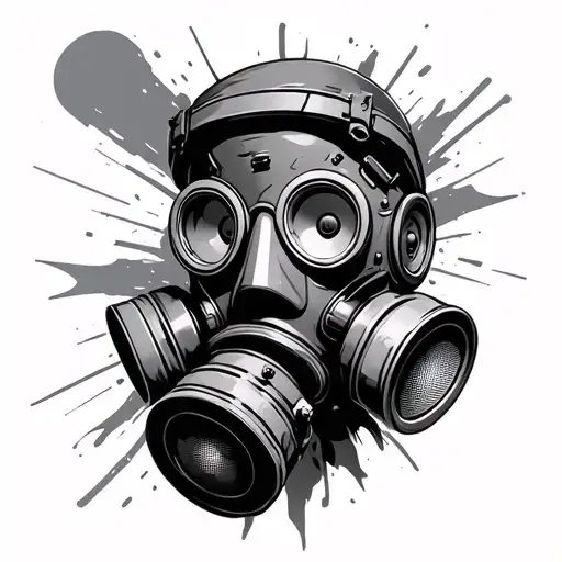 Gas Mask With Speakers As The Filters
