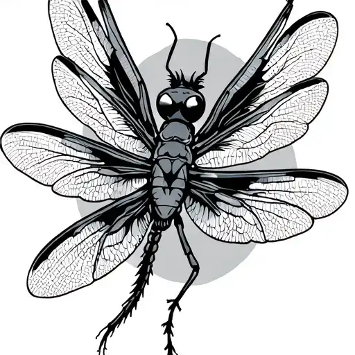 Black Drgonfly With Spencer In The Wing