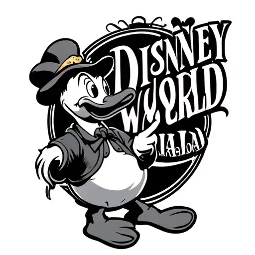 Walt Disney World Railroad Logo And Donald Duck Holding