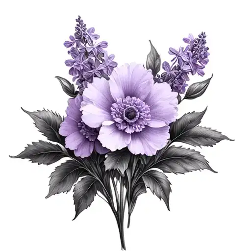 Lilac Flowers In A Square