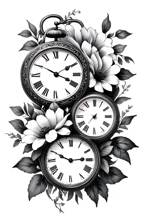 2 Clocks And Flowers