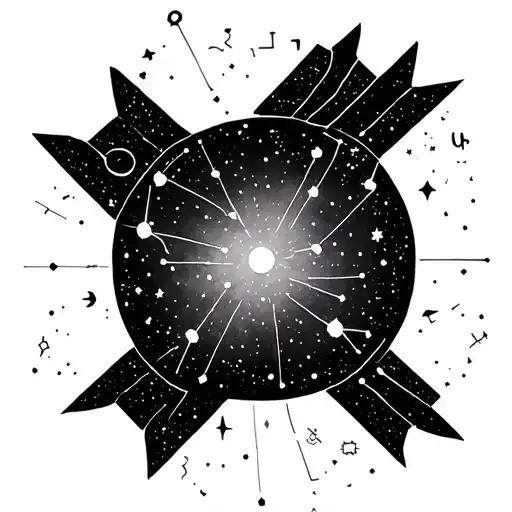 A Night Sky Scene With Constellations Forming Theological Symbols