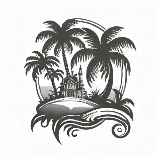 Small Disney And Palm Tree Silhouette