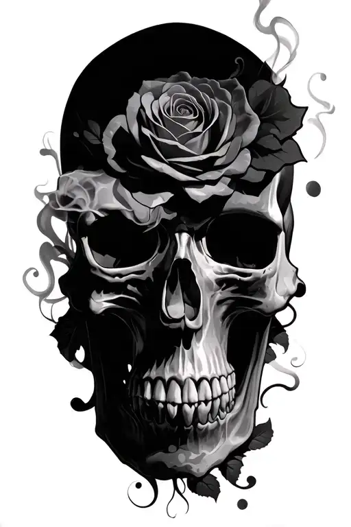 Skull With Smoke And Rose