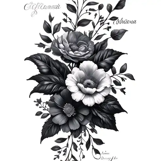 Multiple Names With Flowers Wrapped Loosely